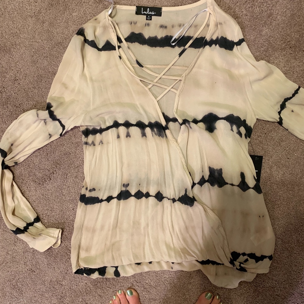NWT Pale Blush Tie-Dye Long Sleeve Top - Lulu's